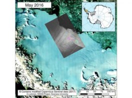 El satélite Sentinel-1 captura el nacimiento de un enorme iceberg en la Antártida