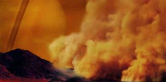 Observadas por primera vez enormes tormentas de polvo en Titán, luna de Saturno Recreación artística tormenta de polvo en Titán