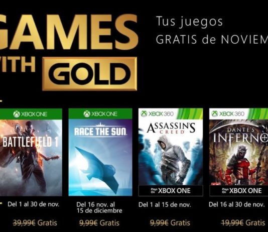 Juegos Gold de Noviembre en XBOX