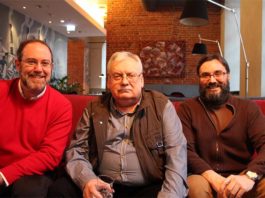 Entrevista a Luis García Prado, editor de Bibliópolis y Alamut Luis G. Prado, Andrzej Sapkowski y José María Faraldo en Lodz