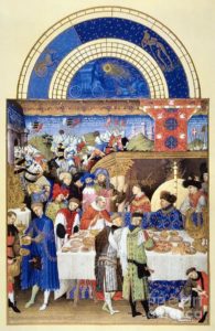 Fiesta medieval en Les Tres Riches Heures, de Duc de Berry Fiesta medieval en Les Tres Riches Heures, de Duc de Berry