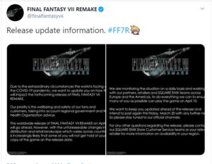 comunicado Square sobre FFVII Remake