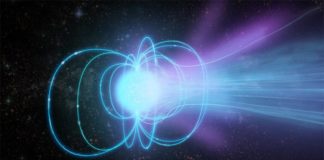 Primera medición de distancia directa a un magnetar en la Vía Láctea Concepción artística de un magnetar: una estrella de neutrones superdensa con un campo magnético extremadamente fuerte