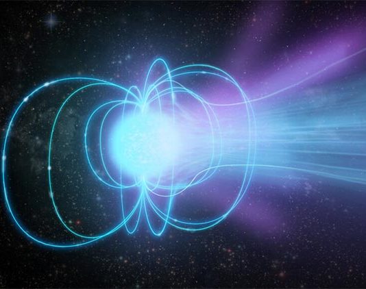 Primera medición de distancia directa a un magnetar en la Vía Láctea Concepción artística de un magnetar: una estrella de neutrones superdensa con un campo magnético extremadamente fuerte