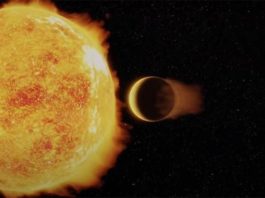 LTT 9779b, el primer Neptuno Ultra Caliente, es un mundo candente improbable Concepción artística de un Neptuno Ultra Caliente frente a su estrella