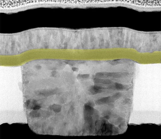 Nuevo nanodispositivo actúa casi de manera idéntica a una neurona Micrografía electrónica de la neurona artificial (nanodispositivo). La capa de dióxido de niobio (amarilla) confiere al dispositivo un comportamiento similar al de una neurona