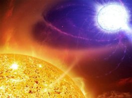 Gaia18aen: Primera estrella simbiótica detectada por el satélite Gaia Impresión artística de una estrella simbiótica al borde de una erupción