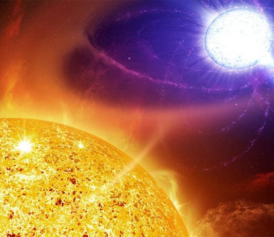 Gaia18aen: Primera estrella simbiótica detectada por el satélite Gaia Impresión artística de una estrella simbiótica al borde de una erupción