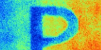 Nueva pintura blanca que mantiene las superficies más frías que el entorno incluso bajo el Sol Esta imagen infrarroja muestra que el patrón P pintado con la pintura de enfriamiento radiativo Purdue es mucho más frío que el fondo pintado con pintura comercial