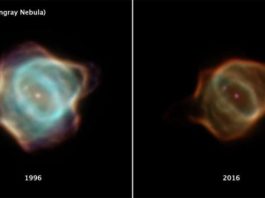 El Hubble captura un desvanecimiento sin precedentes de la nebulosa Mantarraya Evolución de la nebulosa Mantarraya de 1996 a 2016