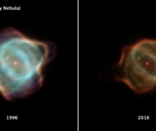 El Hubble captura un desvanecimiento sin precedentes de la nebulosa Mantarraya Evolución de la nebulosa Mantarraya de 1996 a 2016