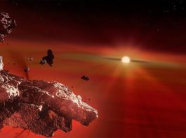 Encuentran corteza vaporizada de planetas como la Tierra en enanas blancas Impresión artística de restos de corteza planetaria que se desintegran bajo las fuerzas de las mareas alrededor de una de las enanas blancas frías observadas