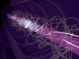 Tecnología: Primera manipulación mundial de antimateria por láser Antimateria: Ilustración artística del movimiento de un átomo de antihidrógeno en la trampa magnética ALPHA, antes (gris) y después (azul) del enfriamiento con láser. Las imágenes muestran varias longitudes de la pista del antihidrógeno