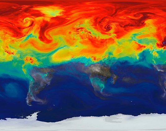 Observaciones directas confirman que los humanos desequilibran el balance energético de la Tierra Un modelo de supercomputadora de la NASA muestra cómo los gases de efecto invernadero como el dióxido de carbono (CO2), un factor clave del calentamiento global, fluctúan en la atmósfera de la Tierra durante todo el año, y afectan al balance energético de la Tierra
