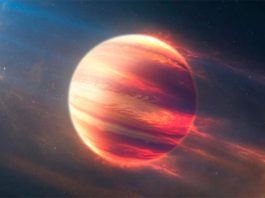 El lado oscuro de un Júpiter caliente se revela en detalle por primera vez Ilustración de un Júpiter caliente