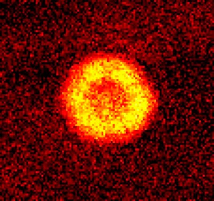 Imagen de las moléculas reunidas con éxito en un condensado de Bose-Einstein, en un mismo estado cuántico
