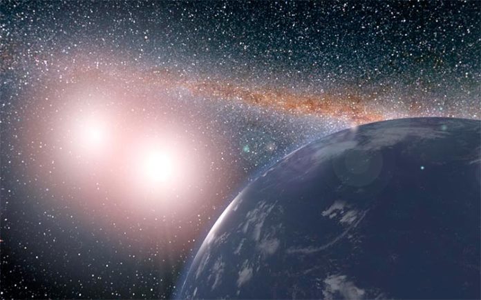 Planeta en un sistema de estrellas dobles con zona habitable