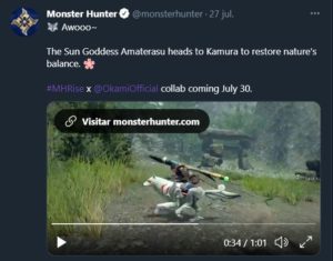 Monster Hunter Rise colaboración Okami