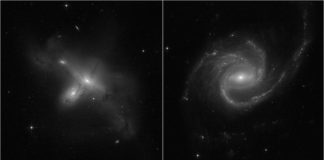 Primeras imágenes del Hubble tras su recuperación de un fallo informático Estas dos imágenes de galaxias son algunas de las primeras vistas desde la recuperación del Telescopio Espacial Hubble, tomadas el 17 de julio de 2021 después de que se reanudaran las operaciones científicas luego de un mes de trabajo para resucitar el observatorio de un fallo informático