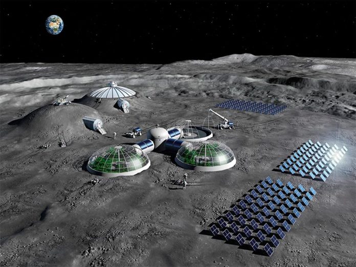 Impresión artística de cómo deberían ser las futuras bases lunares