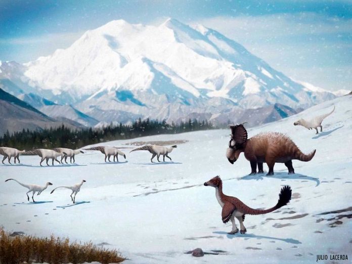 Los dinosaurios encontrados en la formación Prince Creek de Alaska probablemente permanecieron en la región cuando nevó durante el invierno