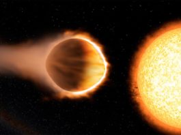 Descubierto un nuevo exoplaneta del tipo Júpiter ultracaliente: TOI-1518b Esta ilustración muestra el exoplaneta WASP-121b, un Júpiter ultracaliente que se encuentra tan cerca de su estrella anfitriona que su atmósfera del lado del día es lo suficientemente caliente como para hervir el hierro