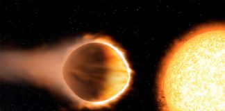 Descubierto un nuevo exoplaneta del tipo Júpiter ultracaliente: TOI-1518b Esta ilustración muestra el exoplaneta WASP-121b, un Júpiter ultracaliente que se encuentra tan cerca de su estrella anfitriona que su atmósfera del lado del día es lo suficientemente caliente como para hervir el hierro
