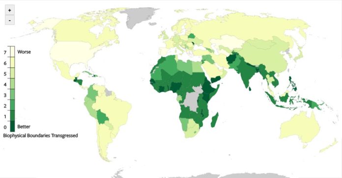 Países y la utilización excesiva de los recursos naturales