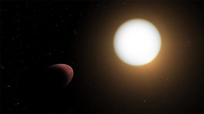 Impresión artística del planeta WASP-103b y su estrella anfitriona Impresión artística del planeta WASP-103b y su estrella anfitriona