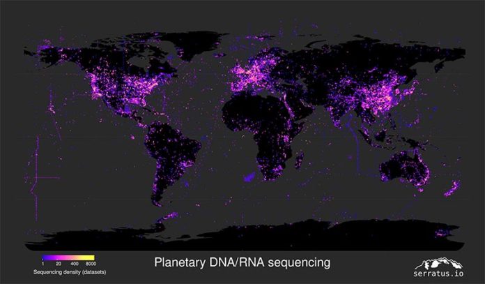 Mapa de datos de secuenciación mundial de virus de ARN