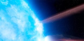 Detectan por primera vez los momentos finales de un sistema planetario con enana blanca Impresión artística de una enana blanca, G29—38, acumulando material planetario desde un disco de escombros circunestelares