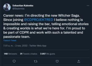 Mensaje de Sebastian Kalemba, The Witcher