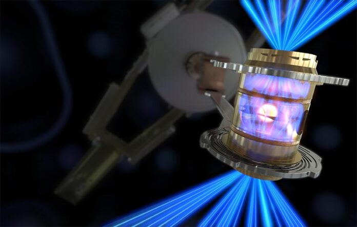 Para crear la ignición por fusión, la energía láser de la Instalación Nacional de Ignición se convierte en rayos X dentro del hohlraum, que luego comprime una cápsula de combustible hasta que implosiona, creando un plasma de alta temperatura y alta presión Para crear la ignición por fusión, la energía láser de la Instalación Nacional de Ignición se convierte en rayos X dentro del hohlraum, que luego comprime una cápsula de combustible hasta que implosiona, creando un plasma de alta temperatura y alta presión