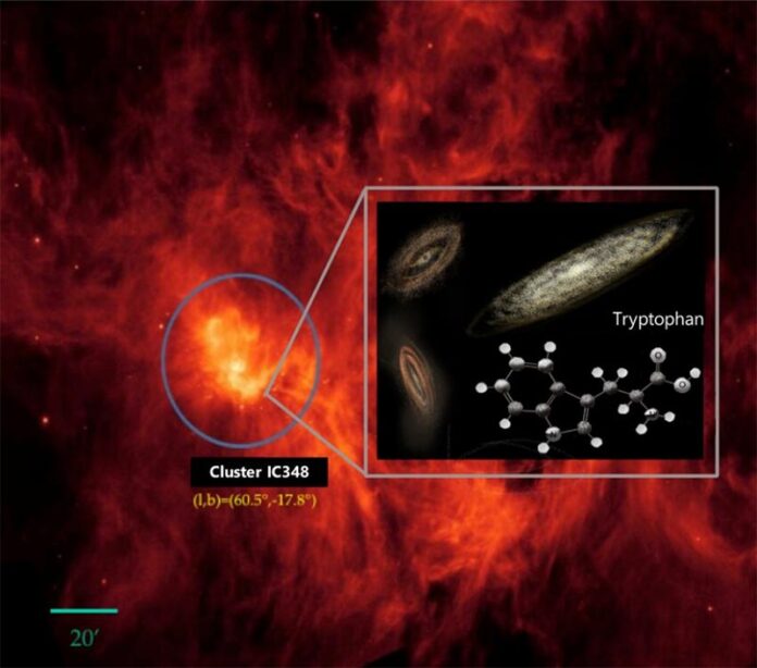 Evidencia del aminoácido esencial triptófano encontrado en el espacio