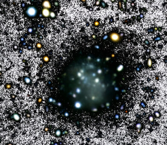 Astrónomos descubren una nueva galaxia casi oscura: Nube Una región de 100′′×100′′ alrededor de la galaxia casi oscura Nube