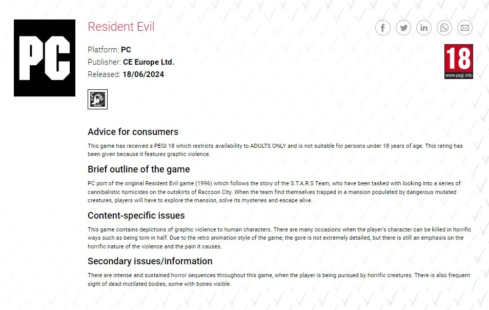 Resident Evil: El clásico será relanzado en PC