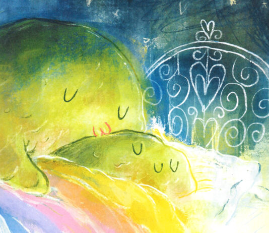 «Buenas noches, asquerosa cosa viscosa»: ¿quién dice que los monstruos dan miedo? Página de "Buenas noches, asquerosa cosa viscosa" de Huw Aaron, publicada por Beascoa.