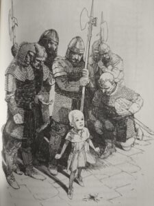 Ilustración de Gary Gianni del interior del libro "El caballero de los siete reinos"