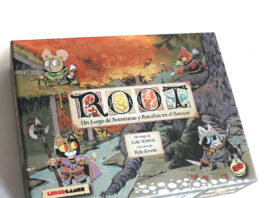 Root, batallas entre los árboles. Caja del juego de mesa Root